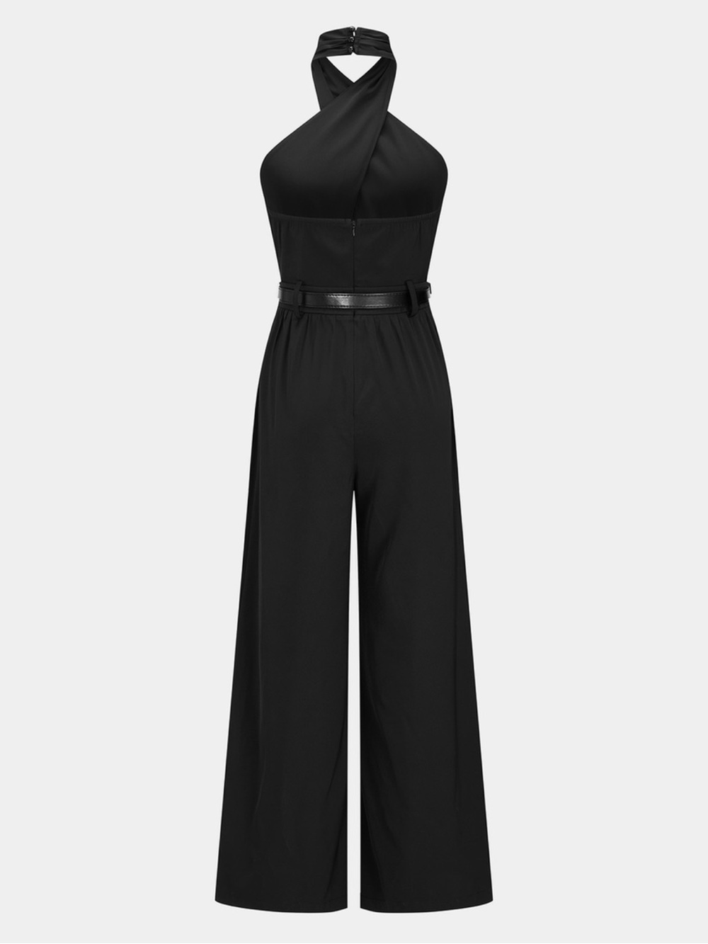 Commense Black Cross Haltered Wide-Leg Jumpsuit - Picture 3 of 6